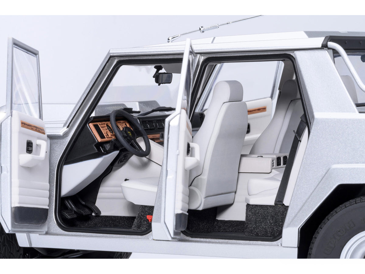 Lamborghini LM002 Argento Silver Metallic with White Interior 1/18 Model Car