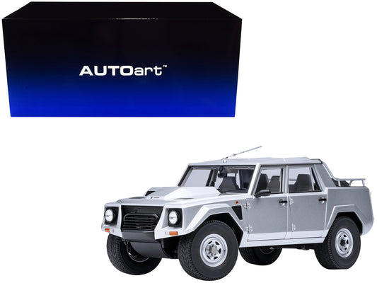 Lamborghini LM002 Argento Silver Metallic with White Interior 1/18 Model Car
