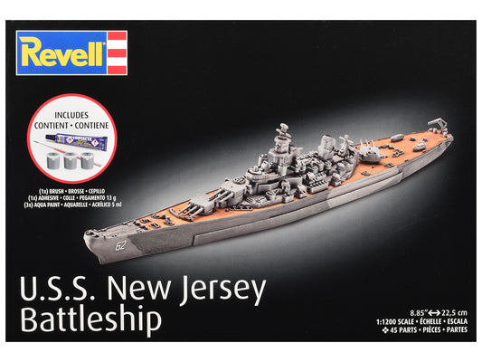 Level 4 Model Kit Battleship U.S.S. New Jersey All-Included Kit 1/1200 Scale Model