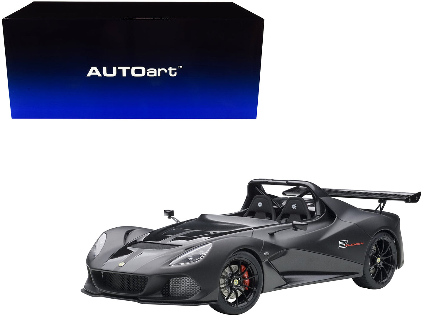 Lotus 3-Eleven Matt Black with Gloss Black Accents 1/18 Model Car