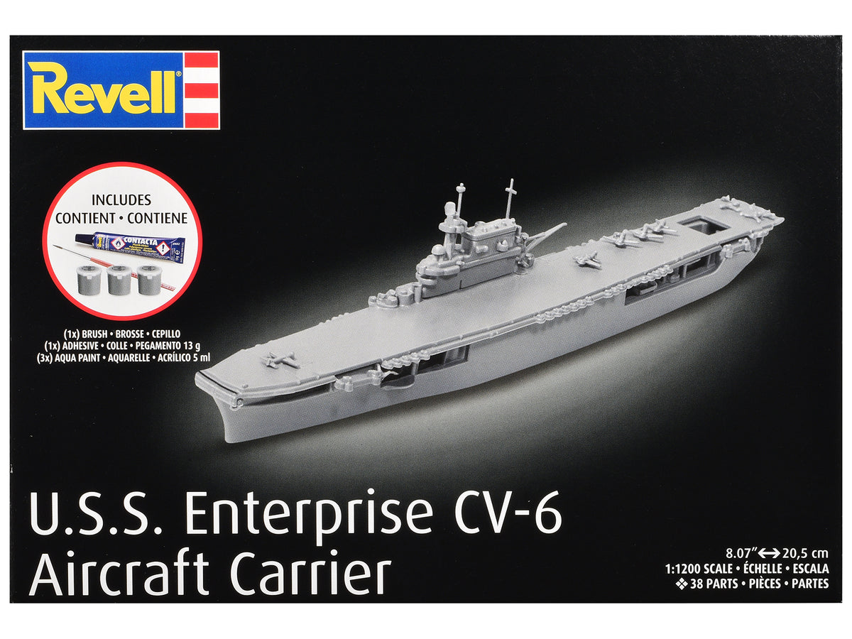 Level 4 Model Kit U.S.S. Enterprise CV-6 Aircraft Carrier All-Included Kit 1/1200 Scale Model