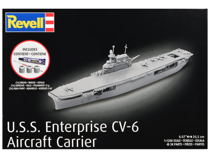 Level 4 Model Kit U.S.S. Enterprise CV-6 Aircraft Carrier All-Included Kit 1/1200 Scale Model