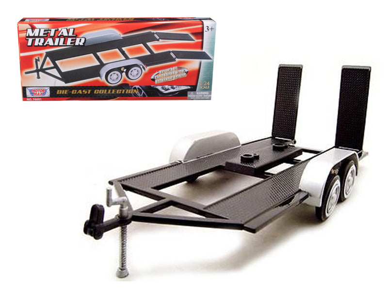 Diecast Tandem Car Trailer Black for 1/24 Scale Models