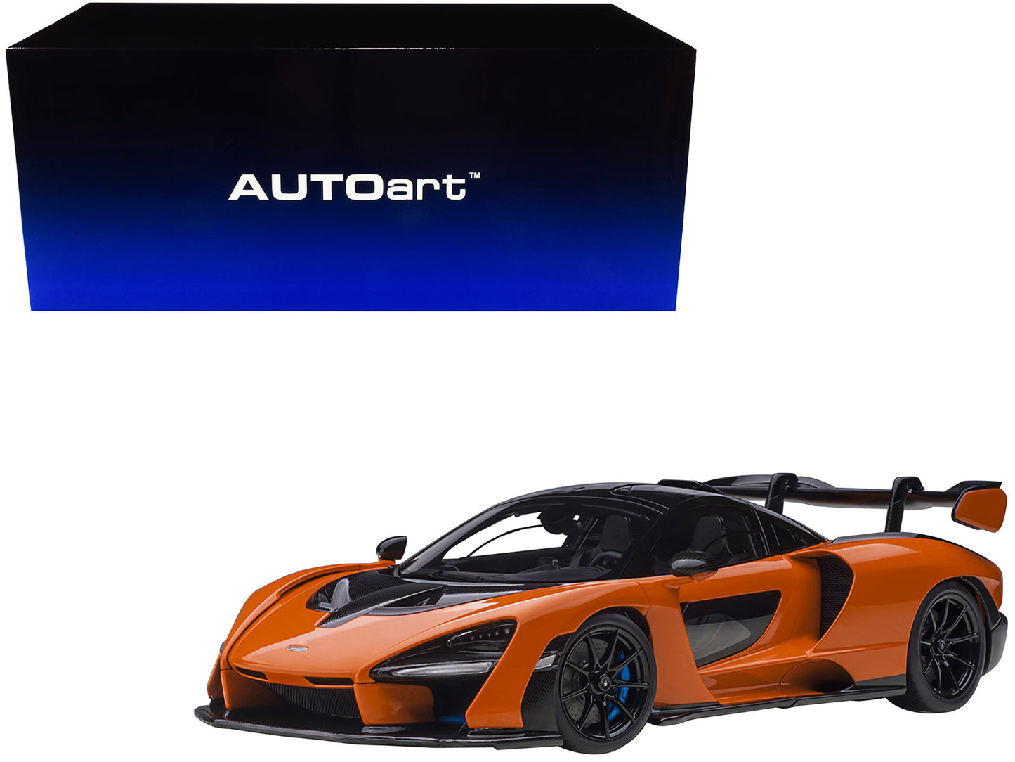 Mclaren Senna Trophy Mira Orange and Black with Carbon Accents 1/18 Model Car