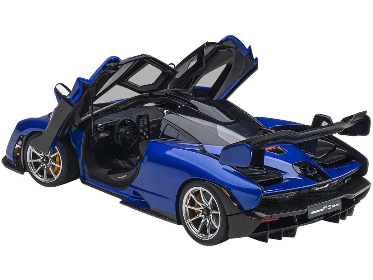 Mclaren Senna Trophy Kyanos Blue and Black with Carbon Accents 1/18 Model Car