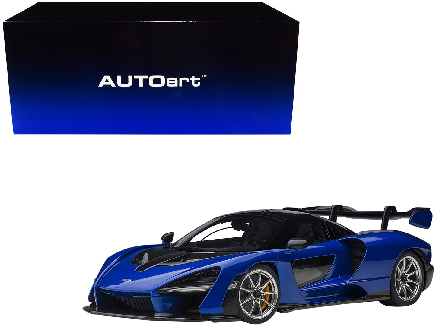 Mclaren Senna Trophy Kyanos Blue and Black with Carbon Accents 1/18 Model Car