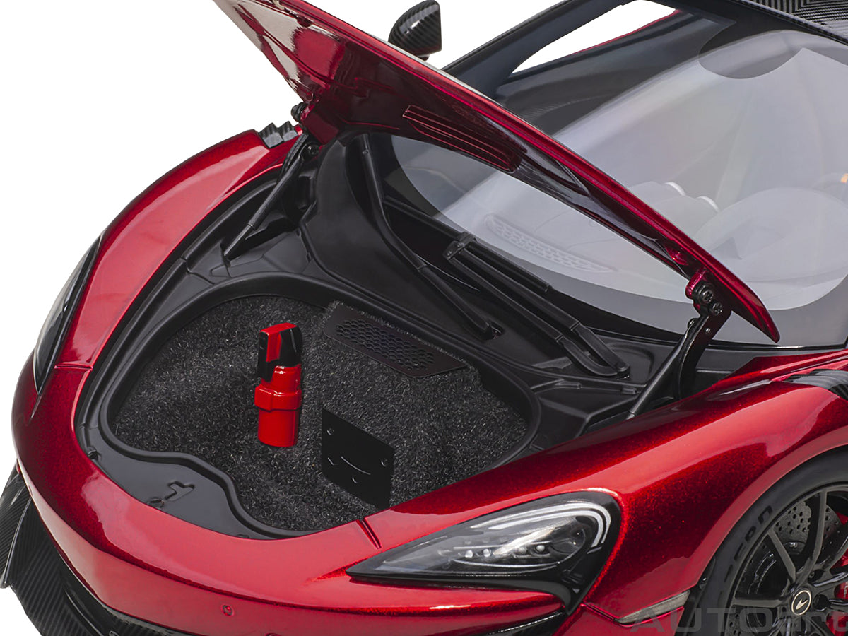 Mclaren 600LT Vermillion Red and Carbon 1/18 Model Car