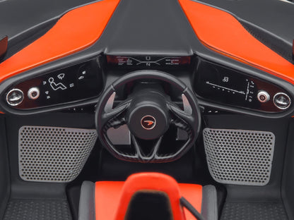 McLaren Speedtail Volcano Orange Metallic with Black Top and Suitcase Accessories 1/18 Model Car