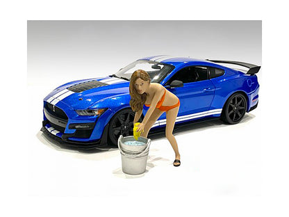 Cindy with a Bucket Bikini Car Wash Girl Figurine for 1/18 Scale Models