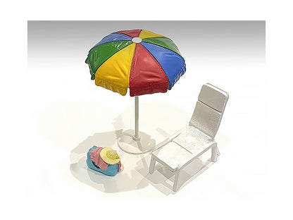 "Beach Girls" Accessories (Beach Chair and Beach Umbrella and Duffle Bag) for 1/18 Scale Models