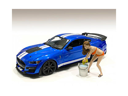 Cindy with a Bucket Bikini Car Wash Girl Figurine for 1/18 Scale Models