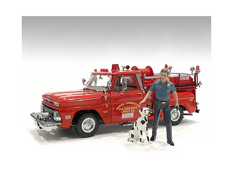 "Firefighters" Fire Dog Training Figures (Trainer and Dog) for 1/24 Scale Models