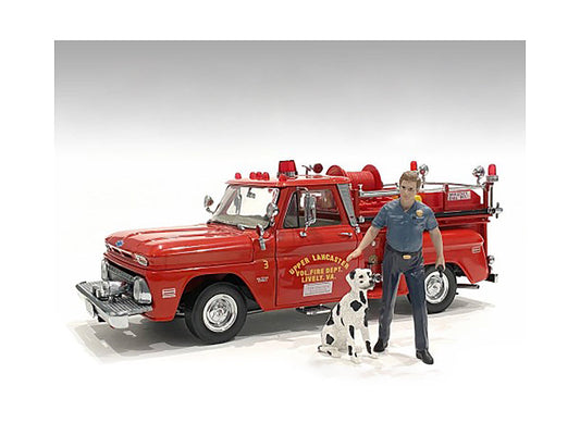"Firefighters" Fire Dog Training Figures (Trainer and Dog) for 1/24 Scale Models