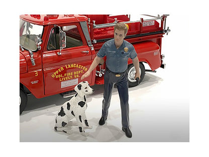 "Firefighters" Fire Dog Training Figures (Trainer and Dog) for 1/24 Scale Models