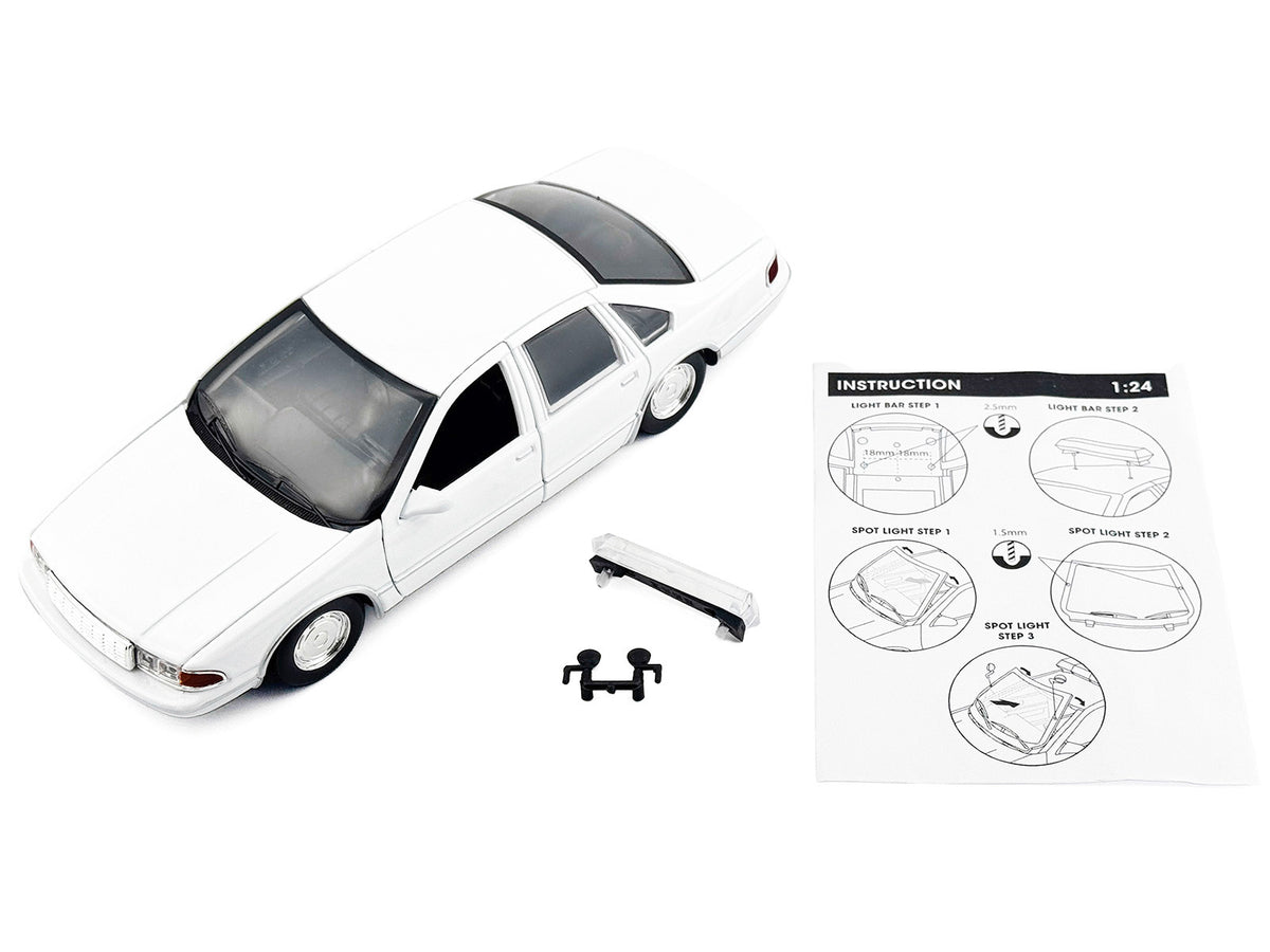 1993 Chevrolet Caprice Police Car Unmarked White "Custom Builder's Kit" Series 1/24 Diecast Model Car