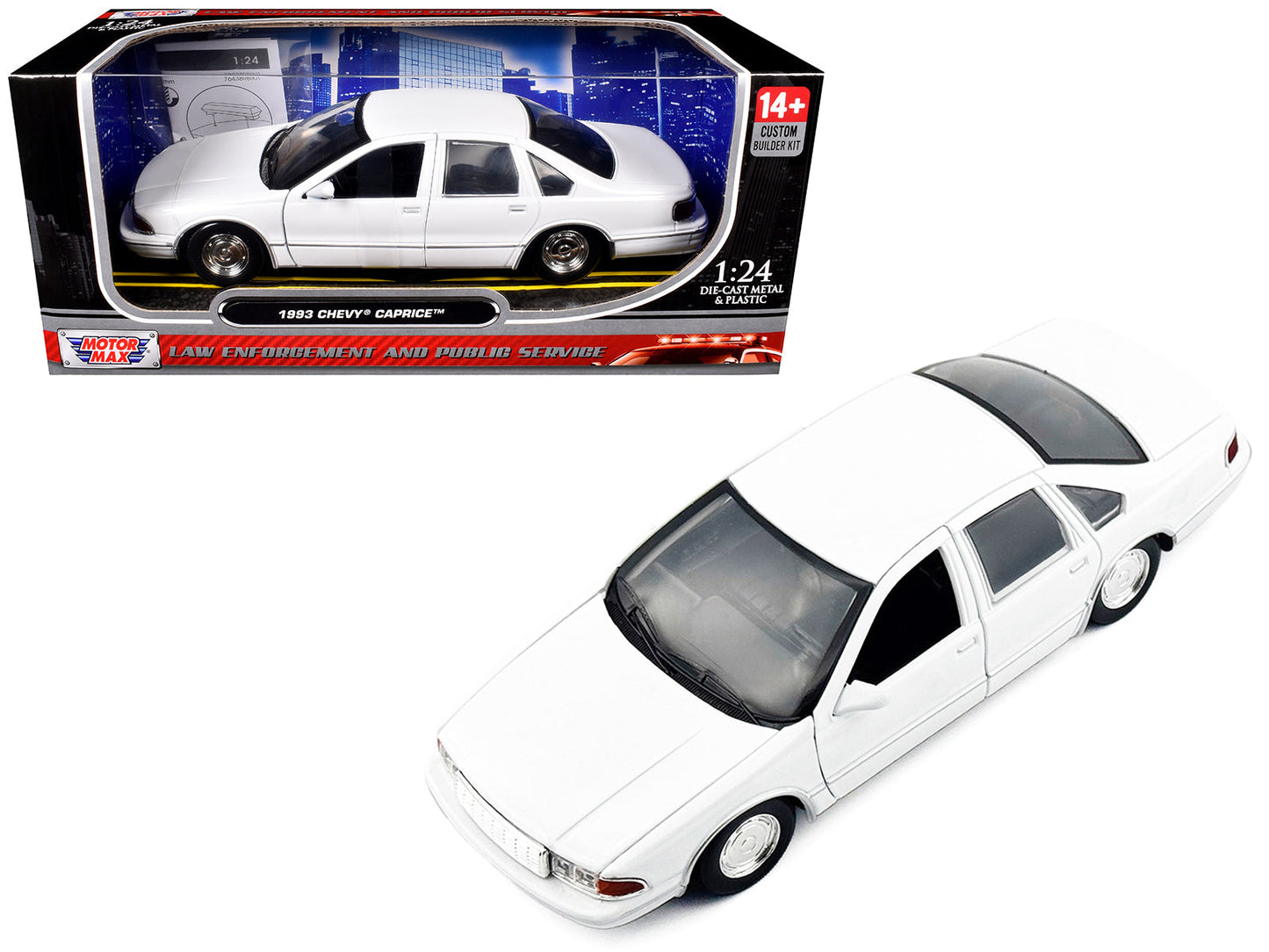 1993 Chevrolet Caprice Police Car Unmarked White "Custom Builder's Kit" Series 1/24 Diecast Model Car