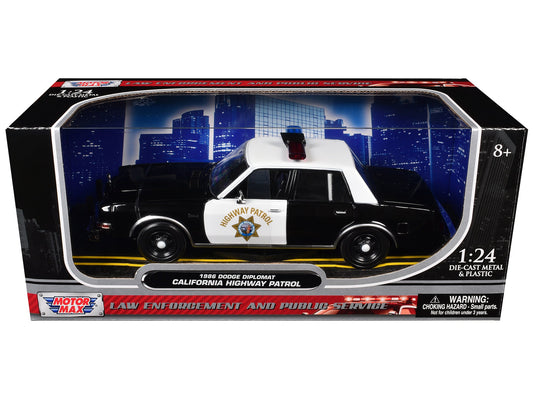 1986 Dodge Diplomat Police Car "California Highway Patrol" Black and White "Law Enforcement and Public Service" Series 1/24 Diecast Model Car