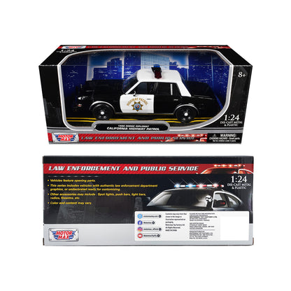 1986 Dodge Diplomat Police Car "California Highway Patrol" Black and White "Law Enforcement and Public Service" Series 1/24 Diecast Model Car