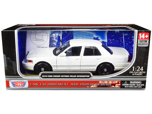 2010 Ford Crown Victoria Police Interceptor Unmarked White "Custom Builder's Kit" Series 1/24 Diecast Model Car