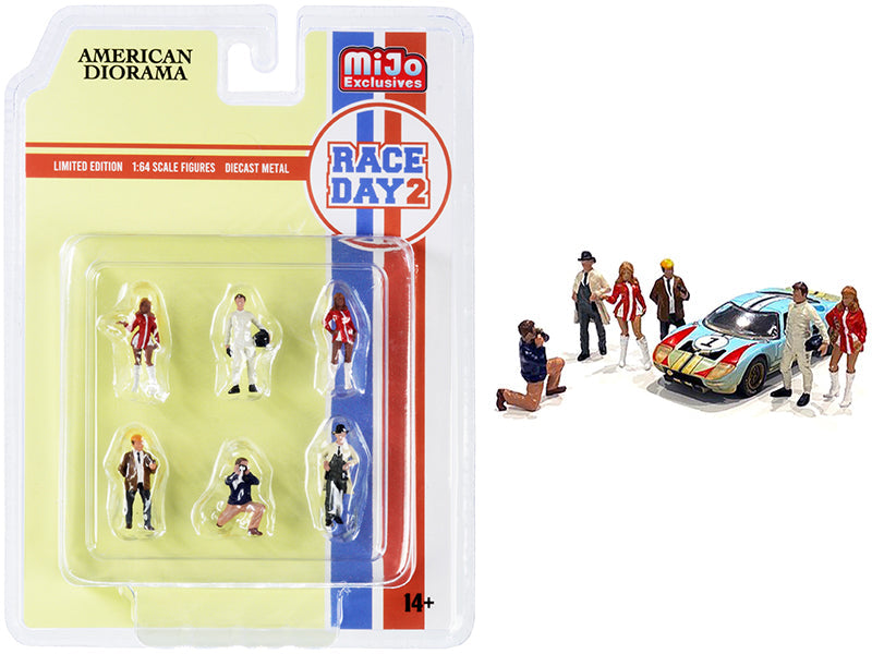 "Race Day 2" 6 piece Diecast Figurine Set for 1/64 Scale Models