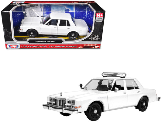 1986 Dodge Diplomat Police Car Unmarked White "Custom Builder's Kit" Series 1/24 Diecast Model Car