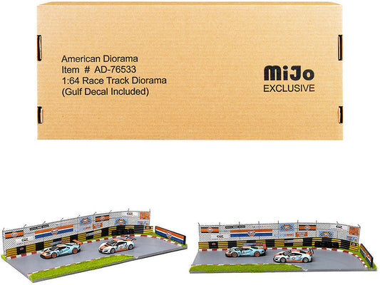 "Race Track Gulf Oil" Diorama with Decals for 1/64 Scale Models
