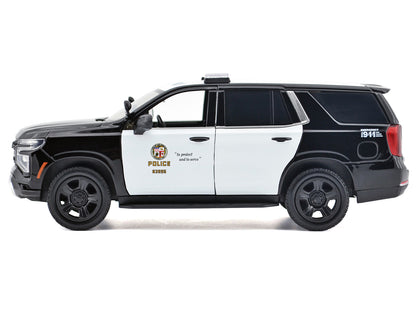 2025 Chevrolet Tahoe Police Pursuit Vehicle "Los Angeles Police Department (LAPD)" Black and White "Law Enforcement and Public Service" Series 1/24 Diecast Model Car