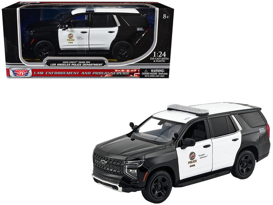 2025 Chevrolet Tahoe Police Pursuit Vehicle "Los Angeles Police Department (LAPD)" Black and White "Law Enforcement and Public Service" Series 1/24 Diecast Model Car