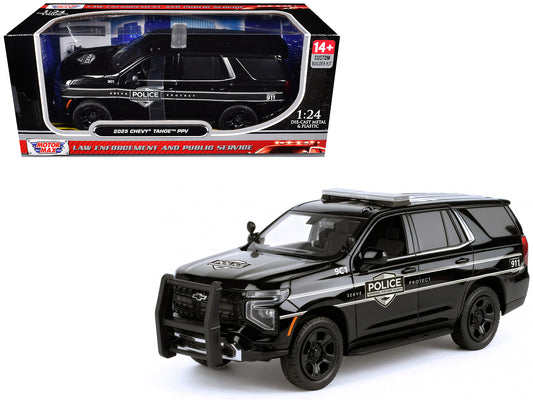 2025 Chevrolet Tahoe PPV "General Motors Police" Black "Custom Builder's Kit - Law Enforcement and Public Service" Series 1/24 Diecast Model Car