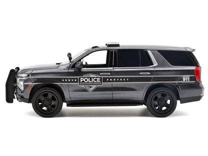 2025 Chevrolet Tahoe PPV "General Motors Police" Gray Metallic "Custom Builder's Kit - Law Enforcement and Public Service" Series 1/24 Diecast Model Car