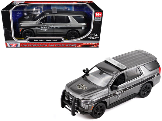 2025 Chevrolet Tahoe PPV "General Motors Police" Gray Metallic "Custom Builder's Kit - Law Enforcement and Public Service" Series 1/24 Diecast Model Car