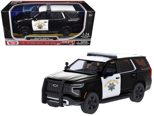 2025 Chevrolet Tahoe Police Pursuit Vehicle "California Highway Patrol" Black and White "Law Enforcement and Public Service" Series 1/24 Diecast Model Car