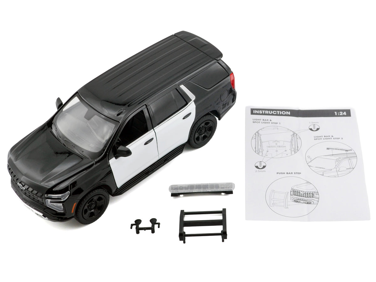 2025 Chevrolet Tahoe PPV Black and White "Custom Builder's Kit - Law Enforcement and Public Service" Series 1/24 Diecast Model Car