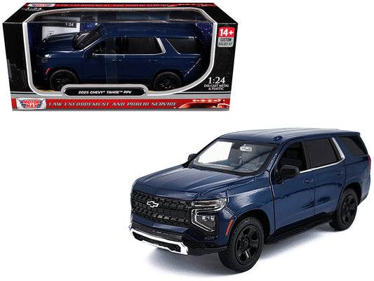 2025 Chevrolet Tahoe PPV Dark Blue "Custom Builder's Kit - Law Enforcement and Public Service" Series 1/24 Diecast Model Car