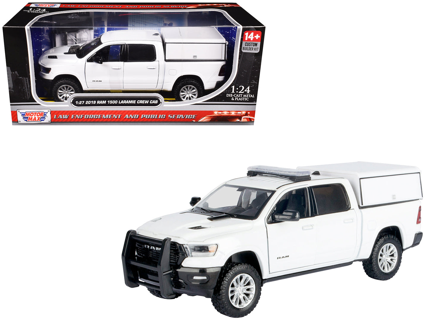 2019 RAM 1500 Laramie Crew Cab Pickup Truck with Truck Bed Camper White "Custom Builder's Kit" Series 1/27 Diecast Model Car