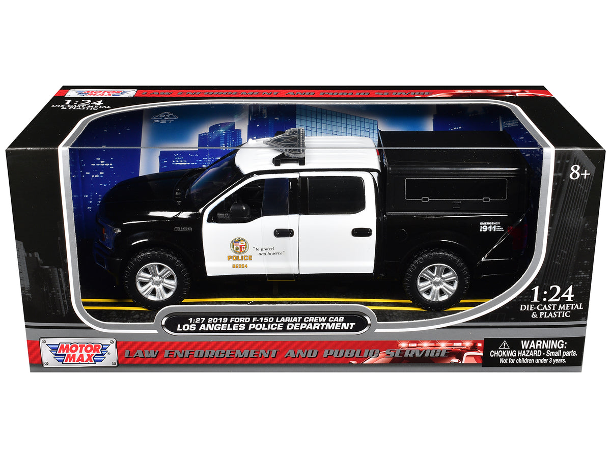 2019 Ford F-150 Lariat Crew Cab Pickup Truck with Camper "Los Angeles Police Department" Black and White "Law Enforcement and Public Service" Series 1/24-1/27 Diecast Model Car