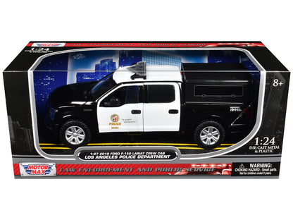 2019 Ford F-150 Lariat Crew Cab Pickup Truck with Camper "Los Angeles Police Department" Black and White "Law Enforcement and Public Service" Series 1/24-1/27 Diecast Model Car