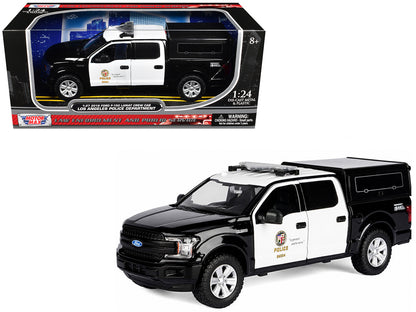 2019 Ford F-150 Lariat Crew Cab Pickup Truck with Camper "Los Angeles Police Department" Black and White "Law Enforcement and Public Service" Series 1/24-1/27 Diecast Model Car