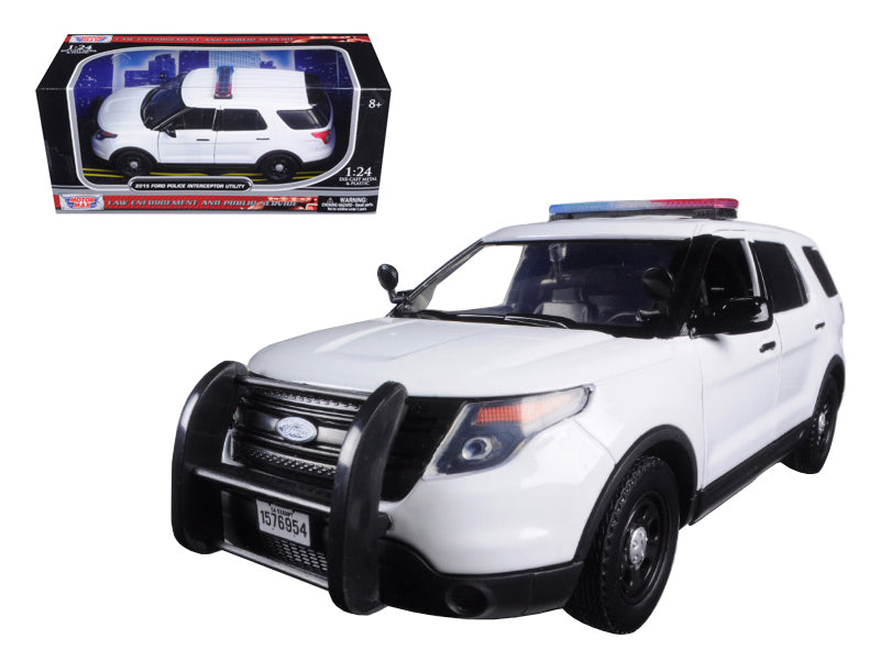 2015 Ford Police Interceptor Utility Unmarked White 1/24 Diecast Model Car