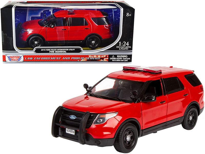 2015 Ford Police Interceptor Utility "Fire Marshal" Plain Red 1/24 Diecast Model Car