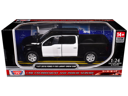 2019 Ford F-150 Lariat Crew Cab Pickup Truck Unmarked Plain Black and White "Custom Builder's Kit - Law Enforcement and Public Service" Series 1/27 Diecast Model Car