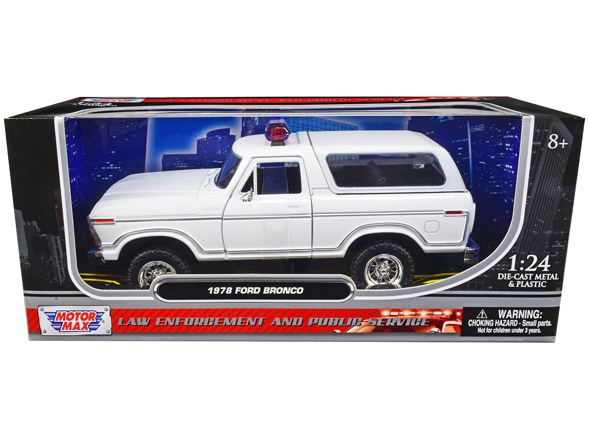 1978 Ford Bronco Police Car Unmarked White "Law Enforcement and Public Service" Series 1/24 Diecast Model Car