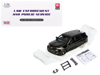 2022 Ford Police Interceptor Utility Unmarked Black "Builder's Kit" "Law Enforcement and Public Service" Series 1/24 Diecast Model Car