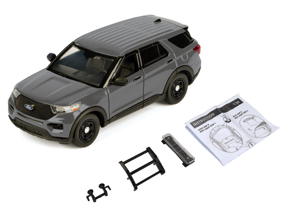 2022 Ford Police Interceptor Utility Unmarked Gray Metallic "Builder's Kit" "Law Enforcement and Public Service" Series 1/24 Diecast Model Car
