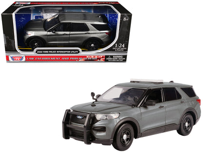 2022 Ford Police Interceptor Utility Unmarked Gray Metallic "Builder's Kit" "Law Enforcement and Public Service" Series 1/24 Diecast Model Car