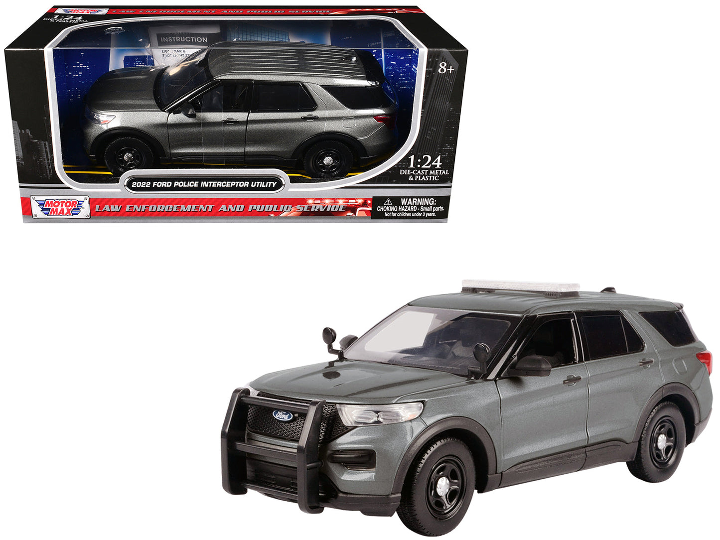 2022 Ford Police Interceptor Utility Unmarked Gray Metallic "Builder's Kit" "Law Enforcement and Public Service" Series 1/24 Diecast Model Car