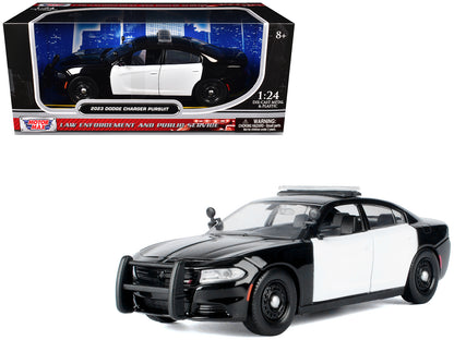 2023 Dodge Charger Pursuit Police Car Black and White "Law Enforcement and Public Service" Series 1/24 Diecast Model Car