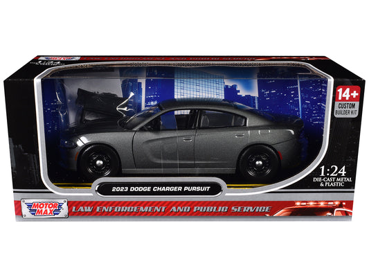2023 Dodge Charger Pursuit Police Car Gray Metallic "Custom Builder's Kit - Law Enforcement and Public Service" Series 1/24 Diecast Model Car