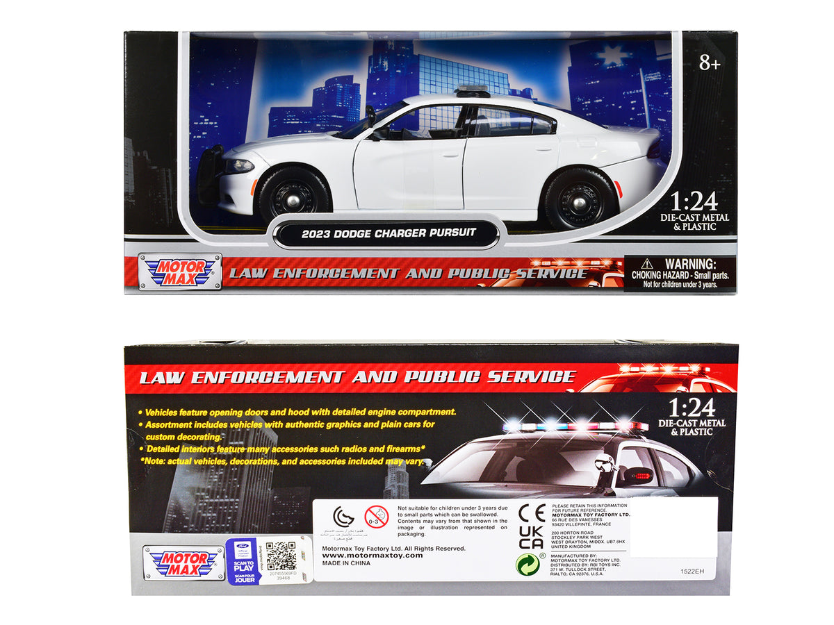 2023 Dodge Charger Pursuit Police Car Plain White "Law Enforcement and Public Service" Series 1/24 Diecast Model Car