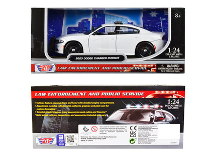 2023 Dodge Charger Pursuit Police Car Plain White "Law Enforcement and Public Service" Series 1/24 Diecast Model Car